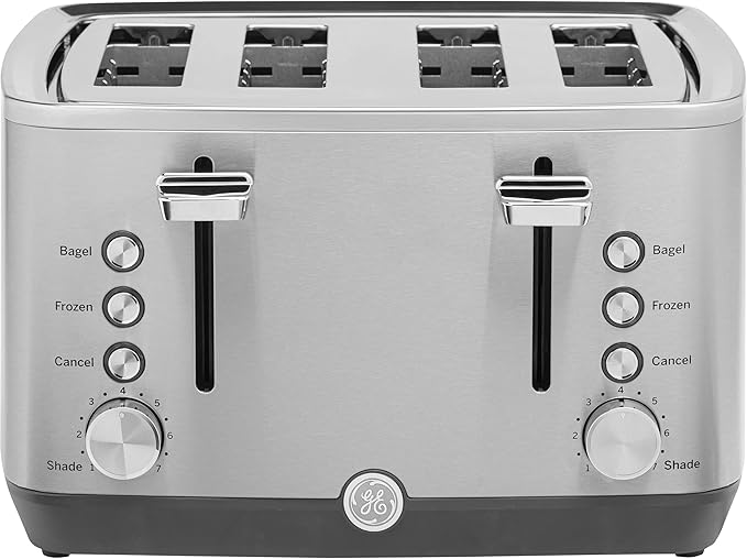 GE Stainless Steel 4 Slice Toaster | Extra Wide Slots by GEAppliances