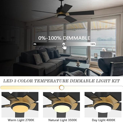 SMAAIR Smart Ceiling Fans with Lights and Remote, 52 Inch Low Profile Ceiling - Image 6