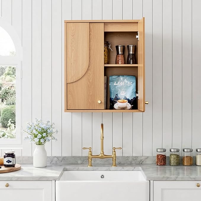Arched Wood Medicine Cabinet for Bathroom-Mid Century Modern Wall Storage - Image 6