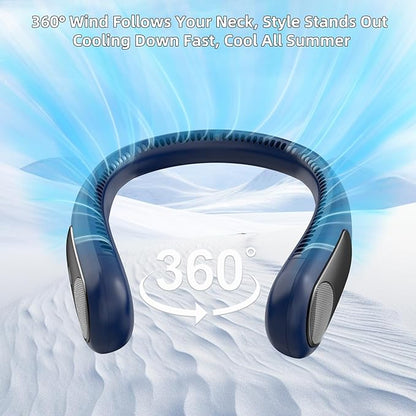 Portable Neck Fan, Personal Wearable Bladeless Fan, LED Display, 6000mAh USB - Image 2