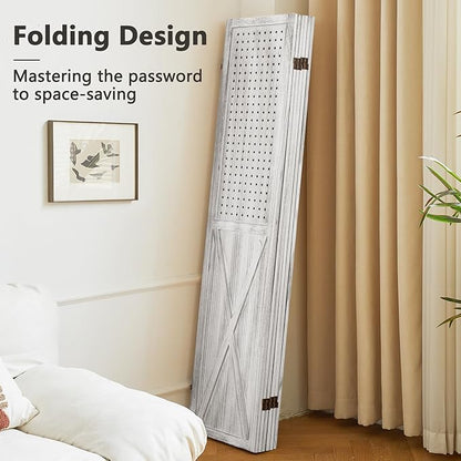 ALeesing 6 Panel Pegboard Room Divider, 5.6Ft Pegboard Display Folding Privacy - Image 6