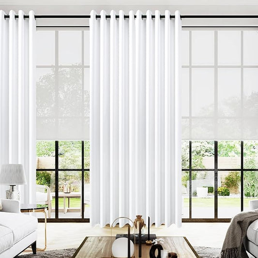 KOUFALL 96 Inch Curtains 2 Panel Set, Semi Blackout Extra Wide Living Room by KOUFALL