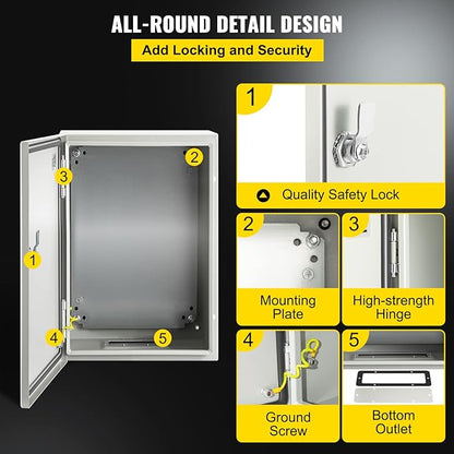 VEVOR NEMA Steel Enclosure 12×8×6, NEMA 4X Steel Electrical Box, IP66 - Image 5