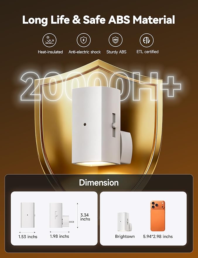 Brightown 2 Pack White Night Lights Plug into Wall, Modern Night Light - Image 6