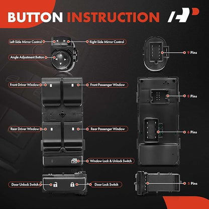 A-Premium Power Window Control Switch & Door Lock Mirror Switch - Image 4