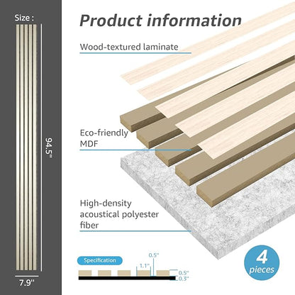 Art3d 4-Piece Wood Slat Acoustic Panels - Image 4
