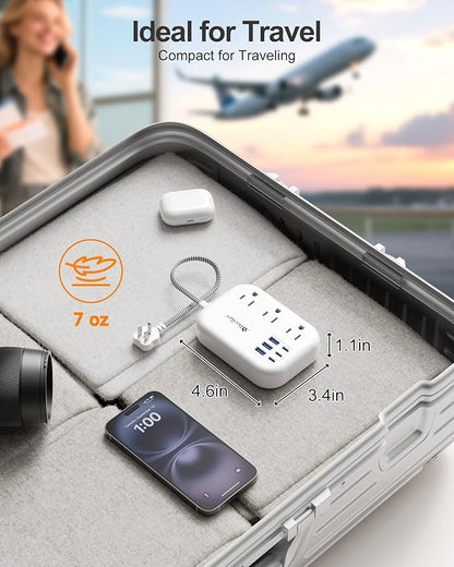 Beeiker Short Extension Cord 1 Ft- 6 USB Travel Power Strip - Image 4