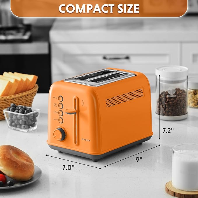 BUYDEEM DT620 2-Slice Toaster, Extra Wide Slots, Retro Stainless Steel - Image 7