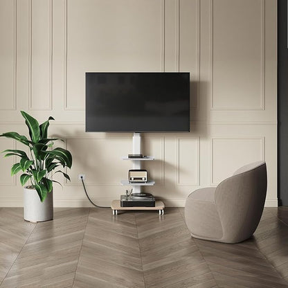 FITUEYES Rolling TV Stand with Power Outlets, Swivel Portable TV Stand - Image 4