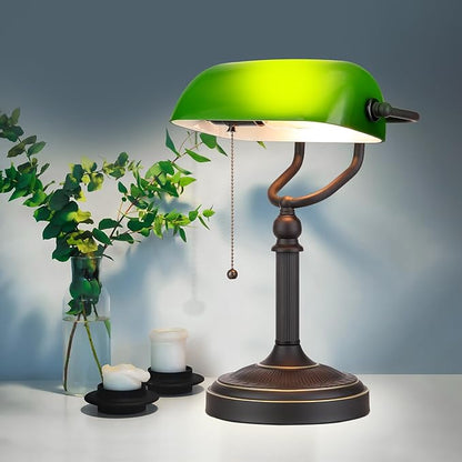 Newrays Antique Green Glass Bankers Desk Lamp - Image 7