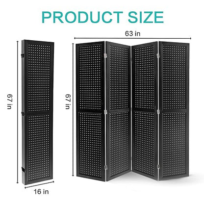 Babion 4 Panel Pegboard Display, Peg Board Room Divider Freestanding Folding - Image 4