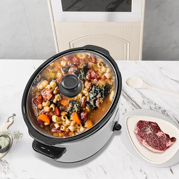 HOMECOOKIN 6 Quart Slow Cooker Oval Manual Pot Food Warmer - Image 6