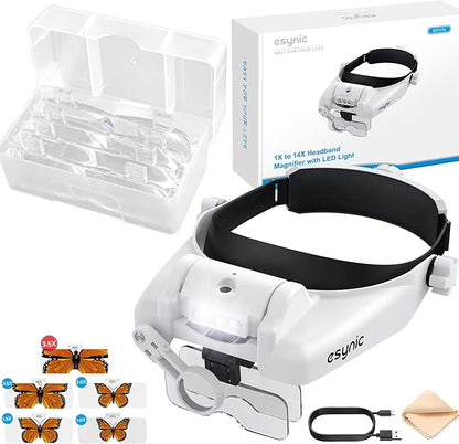 eSynic Type-C Rechargeable Magnifying Glasses Headset-Up to 14X Magnification by eSynic