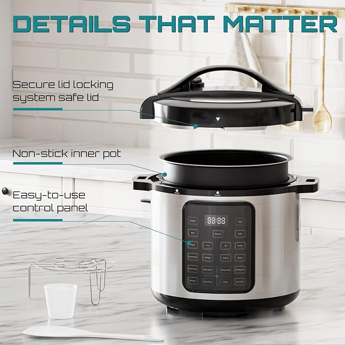 OLIXIS Electric Pressure Cooker 8 Quart Stainless Steel Multi Cooker Electric - Image 7
