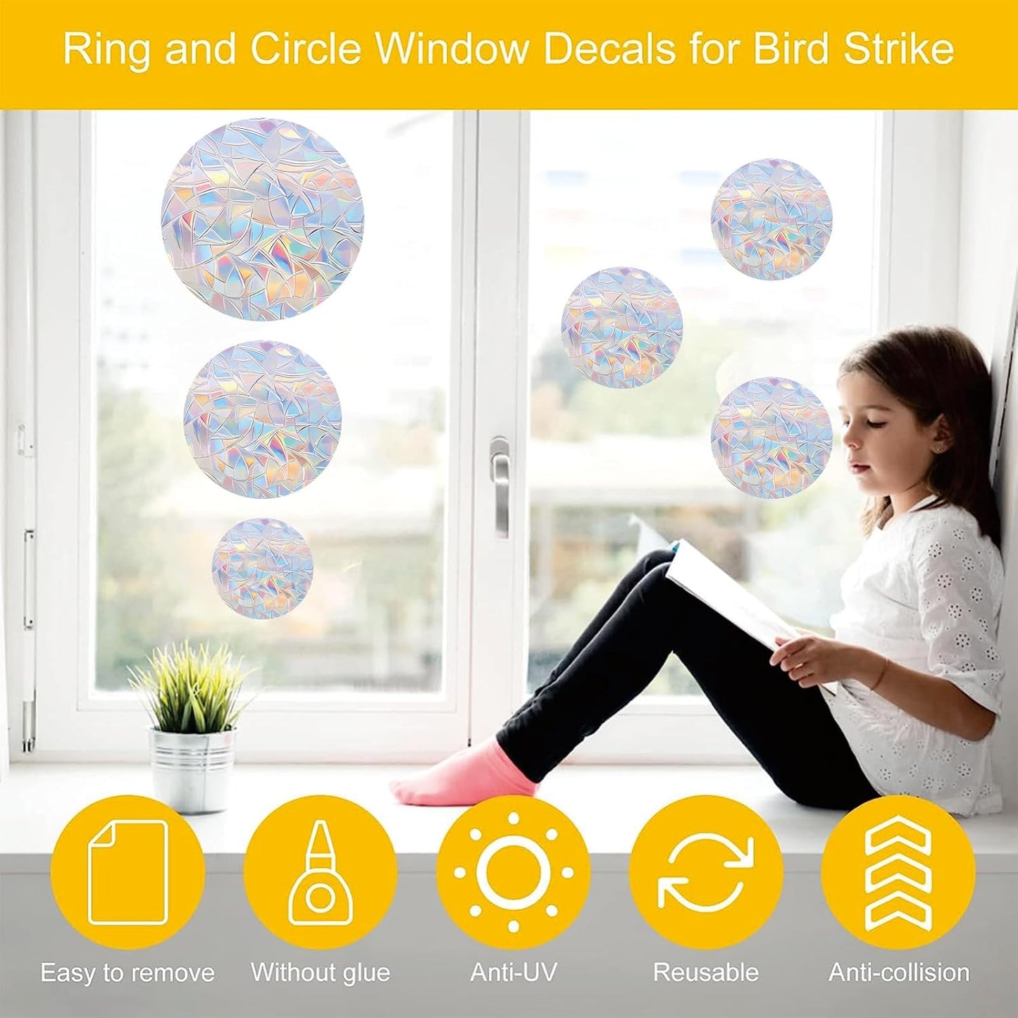 36 pcs of Circular Anti Bird Collision Window Stickers, Rainbow Stickers, Window Stickers, Bird and Window Protection Stickers, Glass Door Safety Stickers