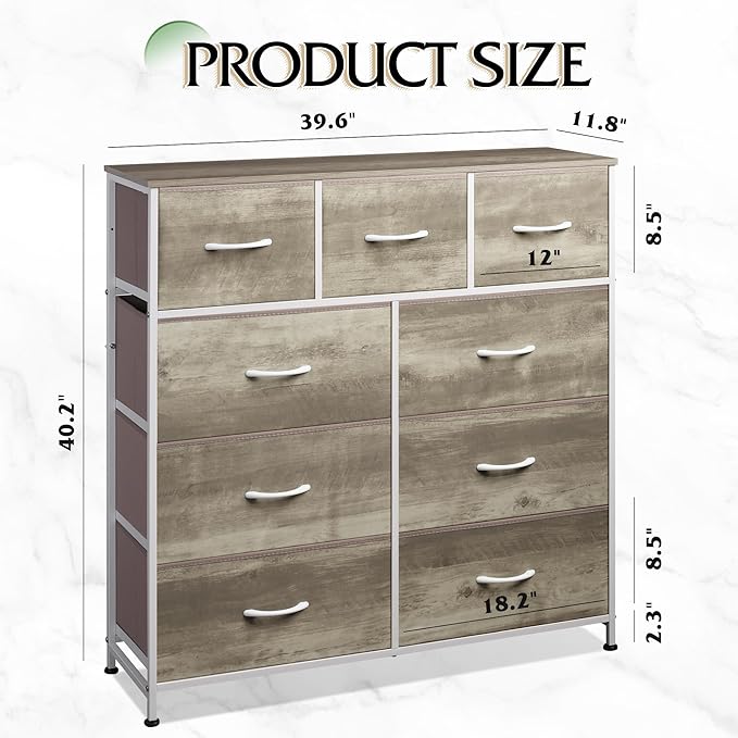 WLIVE 9-Drawer Dresser, Fabric Storage Tower - Image 3