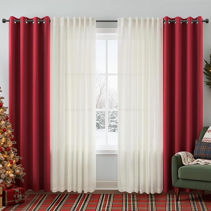 KOUFALL Red Curtains for Living Room - Image 2