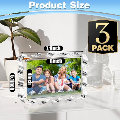 Aheroi Acrylic Picture Frames, 3 Pack 4x6 Clear Scalloped Photo Frame - Image 2