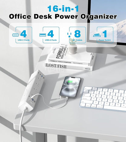 40W Fast Charging Station, Desk Clamp Power Strip, 4 USB-C Ports & 8 AC Outlets - Image 5