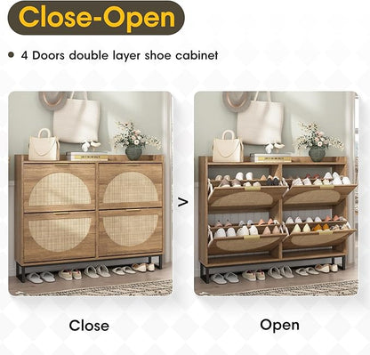 Maupvit Large Rattan Shoe Storage Cabinet - Image 5