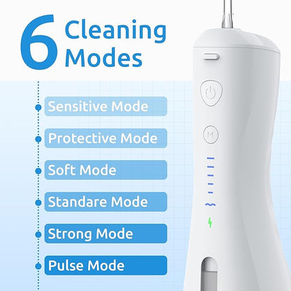 Water Flosser 6 Modes & IPX7 Waterproof Rechargeable Oral Irrigator Water Teeth - Image 3