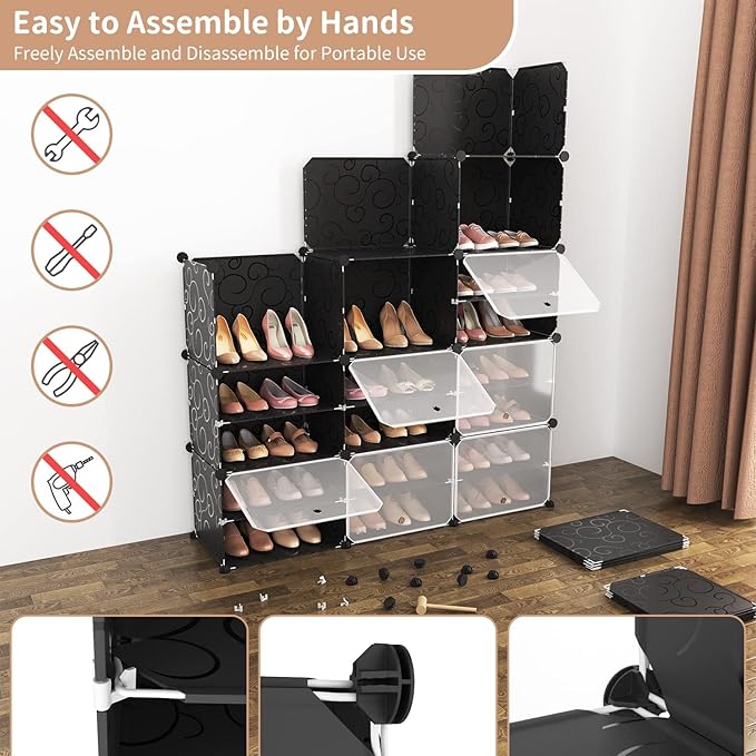 ROJASOP Portable Shoe Rack Organizer, 72 Pairs Covered Shoe Rack Shoe Organizer - Image 6