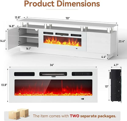 Fireplace TV Stand with Two Hinged Doors - Image 3