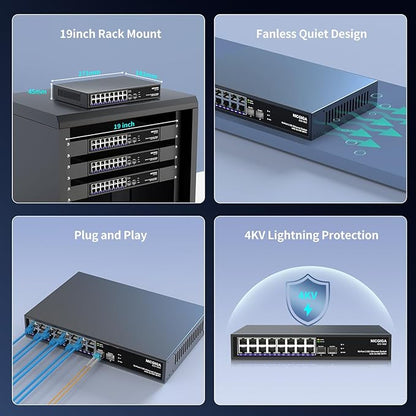 16 Port 2.5G 2 Port 10G SFP+ Ethernet Switch, NICGIGA 18 Port 2.5Gb Network - Image 5