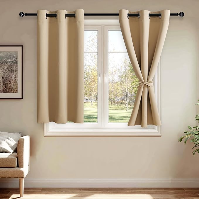 JIUZHEN Beige Blackout Curtains by JIUZHEN