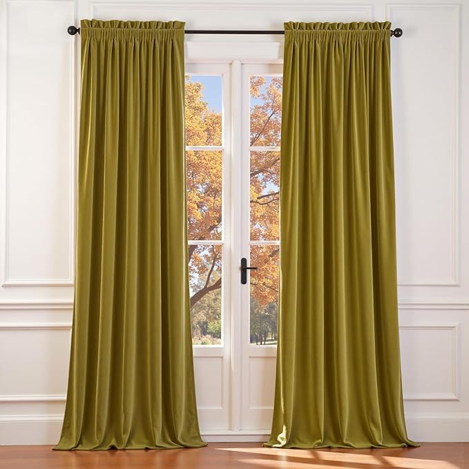 Lazzzy Velvet Blackout Curtains Thermal Insulated Room Window Drapes Super Soft by Lazzzy