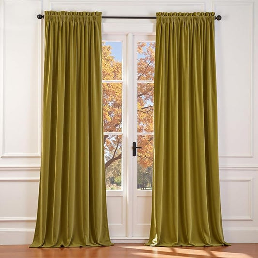 Lazzzy Velvet Blackout Curtains Thermal Insulated Room Window Drapes Super Soft by Lazzzy