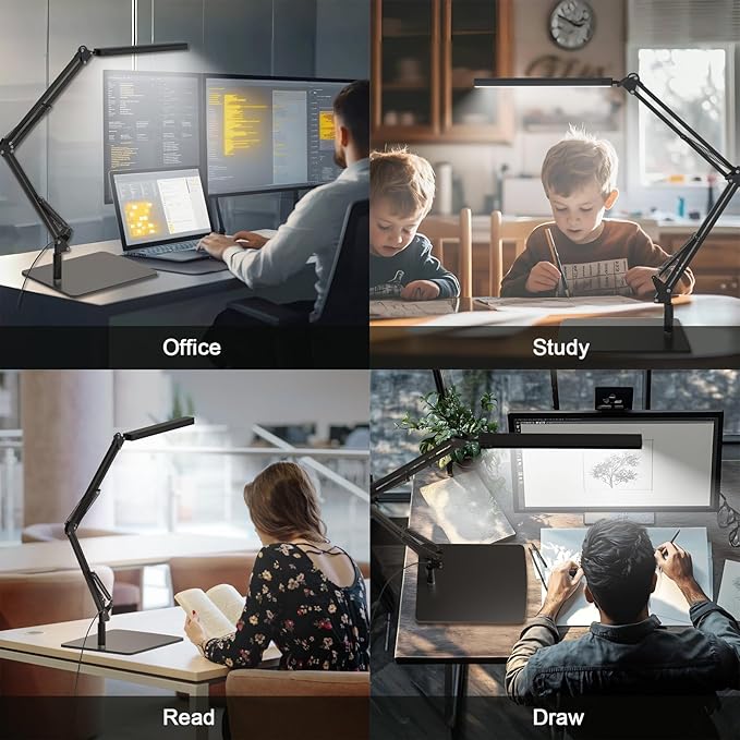 TROPICALTREE LED Desk Lamp for Home Office and Round Base, Clamp-On - Image 6