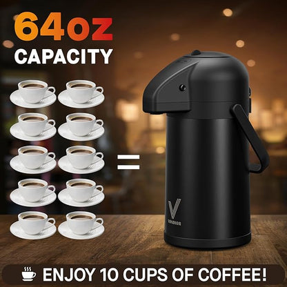 Airpot Coffee Carafe for Keeping Hot - 64 OZ/ 2.0L Coffee Dispenser - Insulated - Image 5