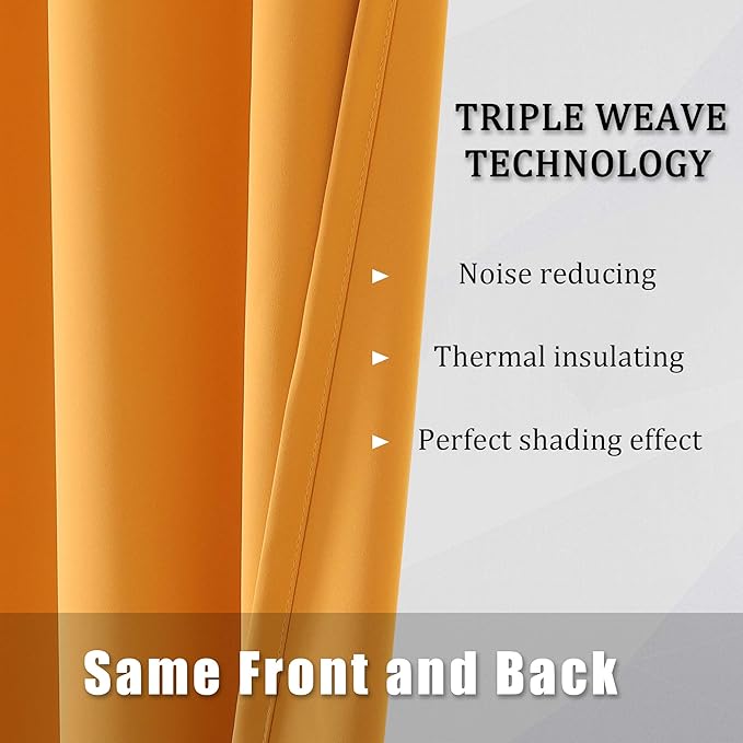 Dualife Marigold Blackout Curtain Panels/Drapes - Image 5