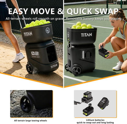 titan ace tennis ball machine for coaches & showing dimensions