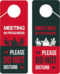 Business Design, Meeting In Progress Do Not Disturb Door Hanger Sign, 2 Pack by CLEVERSIGNS