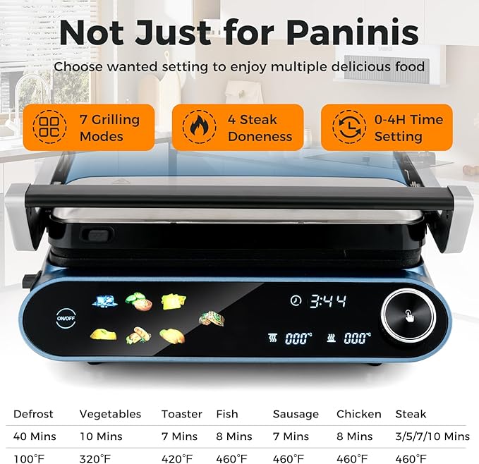 Happygrill 3 in 1 Panini Press Electric Indoor Grill & Sandwich Maker, 1200W - Image 3