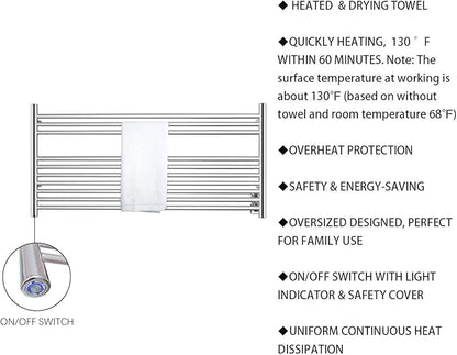 HEATGENE Towel Warmer 10 Bar Towel Dryer Wall-Mounted Plug-in Bath Towel Heater - Image 4