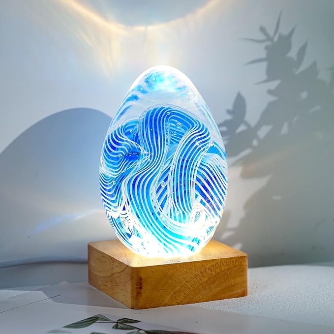 ZEERSHEE Pack 2 Wooden LED Light Display Base 2.3in Crystal Glass Light Base - Image 6