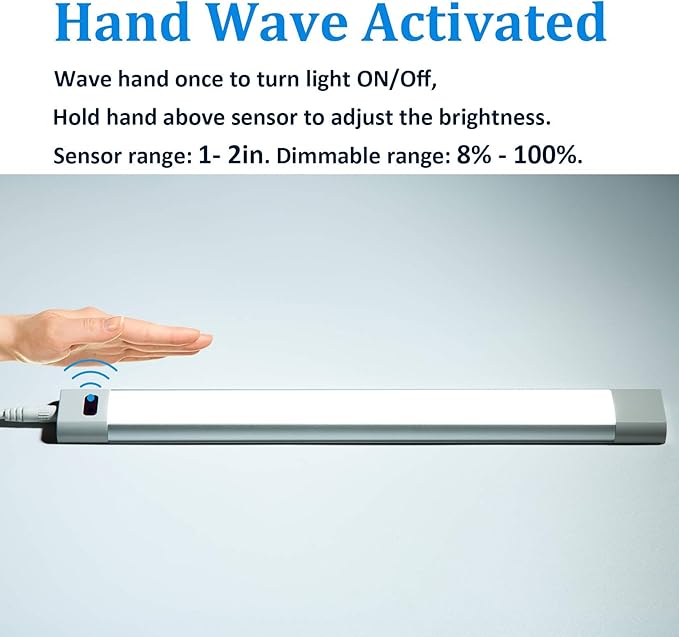 WOBANE Under Counter Lighting, Under Desk Light Bar, Hand Wave Activated - Image 3