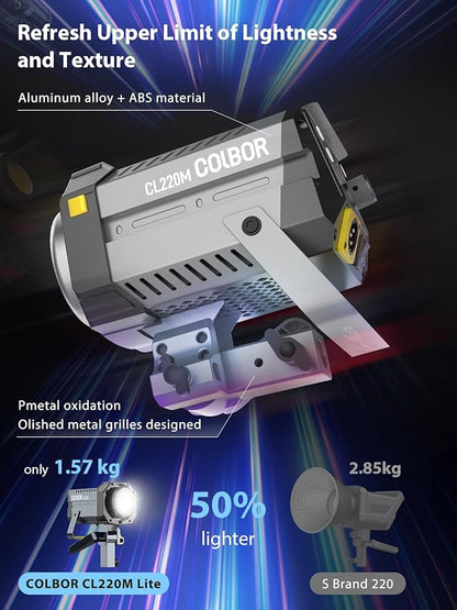 Video Light, COLBOR CL220M LITE 220W Continuous Output Lighting 2700-6500K - Image 4