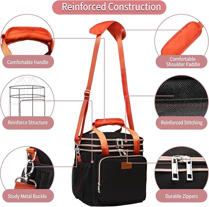 Expandable Insulated Lunch Box for Women Men, Double Deck Large Lunch Bag Tote - Image 6