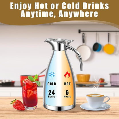Uiifan 2 Pcs 68 oz Thermal Coffee Carafe Insulated Stainless Steel Coffee Carafe - Image 4