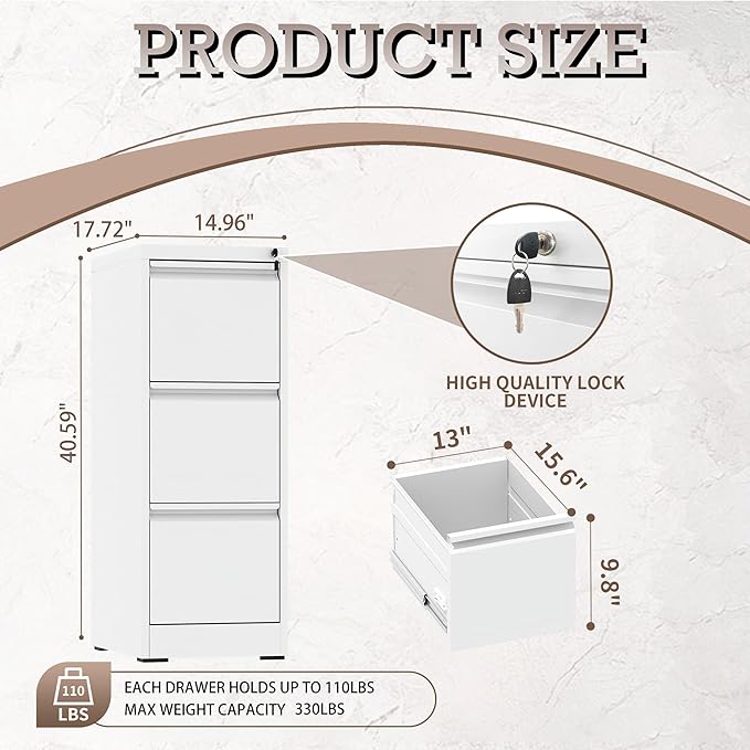 3 Drawer Vertical File Cabinet - Image 3