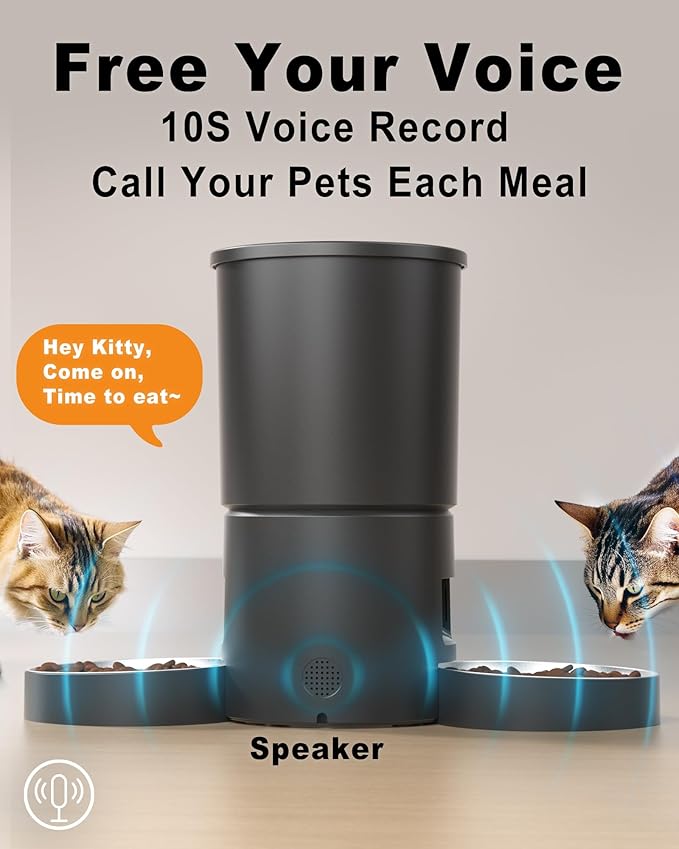 Automatic Cat Feeder for 2 Cats, 6 Meals/Day, 12 Portions/Meal, Dual Power - Image 6