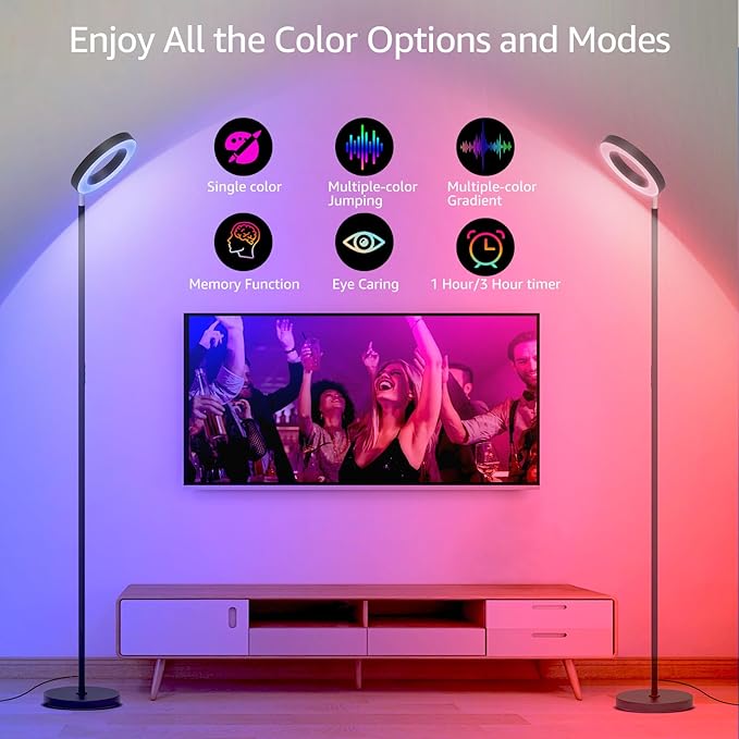42W Dual-Sided Floor Lamp, RGB Color Changing LED Standing Lamp - Image 4