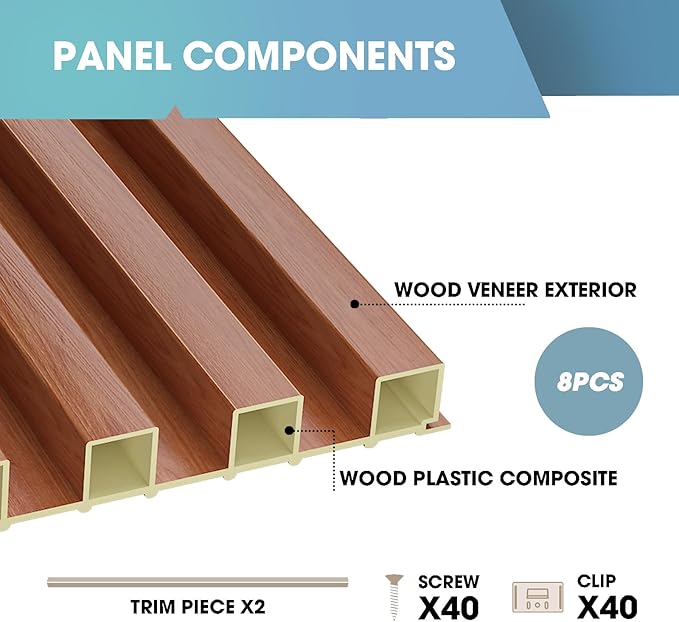 OUZUGIE WPC Acoustic Slat Wall Paneling, Living Room, TV Background, Study Room - Image 4