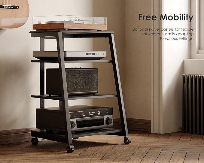 FITUEYES Design 4-Tier AV Media Stand Corner Shelf Stand Wooden Corner Shelves - Image 7
