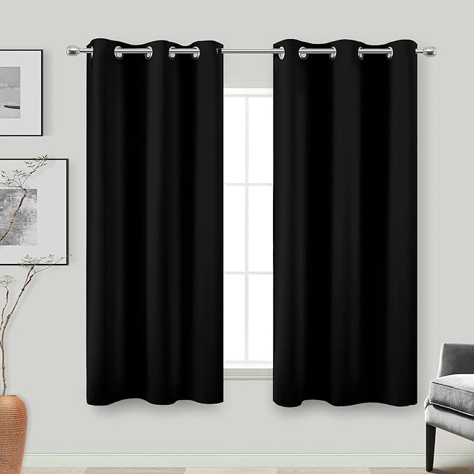 Black Out Curtains 45 Inch Long 2 Panels Burg by KOUFALL