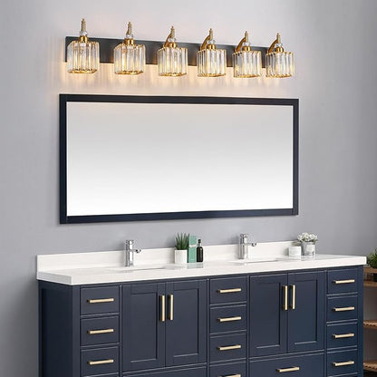 BBLLWJ Modern Black Gold 6 Light Bathroom Vanity Light Crystal Bathroom Light - Image 7